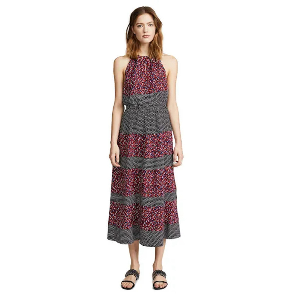 ROBERT RODRIGUEZ $395 Sz 8 Red Navy HALTER MIDI DRESS Floral High End WOMENS 8 - Picture 12 of 13